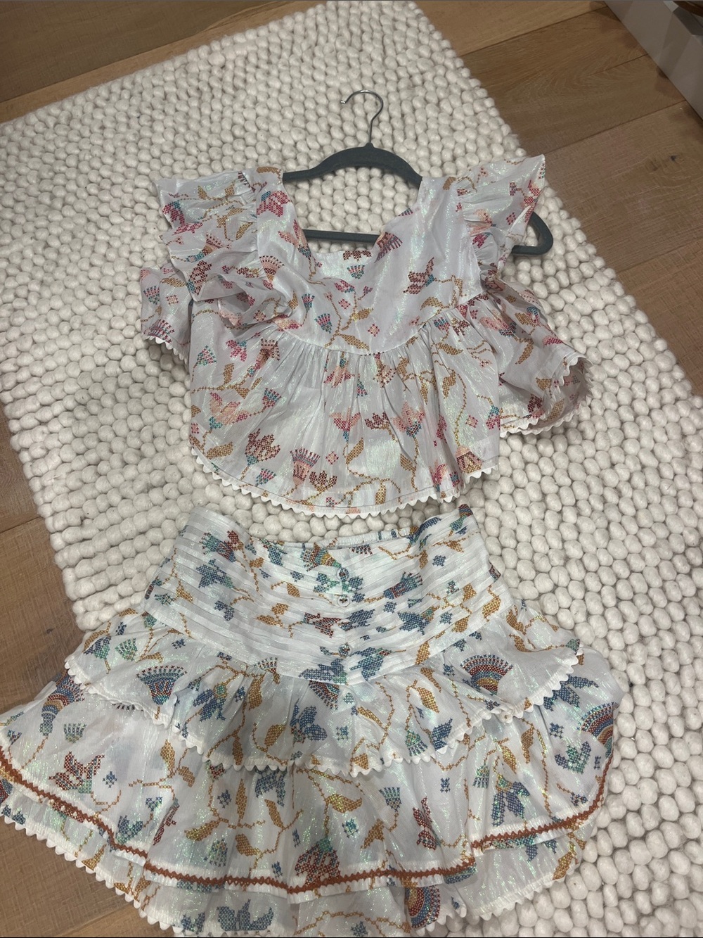Poupette St. Barth White 2 piece with Multicolor Embroidered Motifs